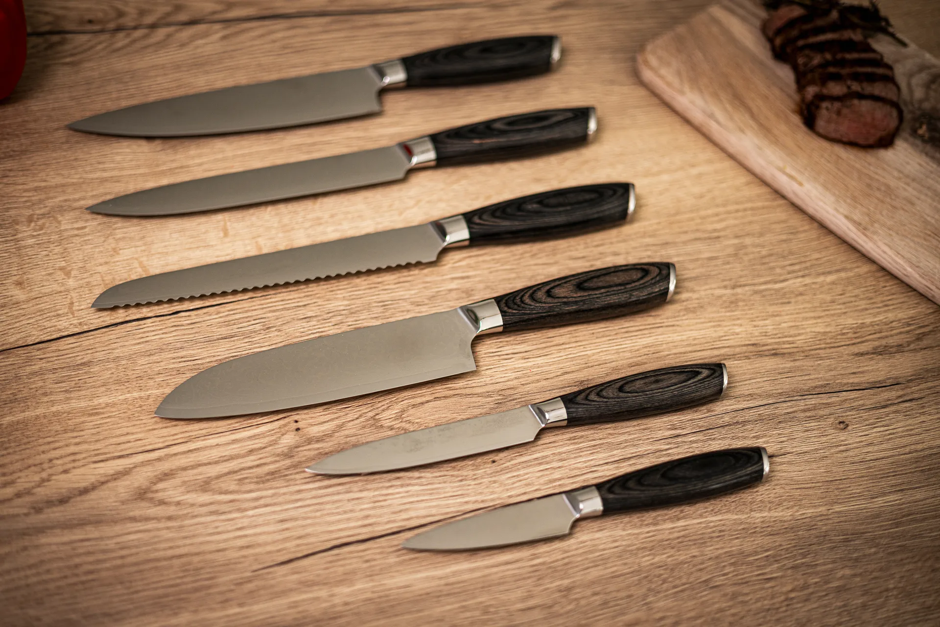 Set de cuchillos Damascus, 6 piezas, Marrón-acero inoxidable Hâws