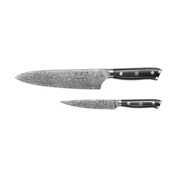Set de cuchillos de chef y universales Damascus de Hâws, 2 piezas - Negro-acero inoxidable - Hâws