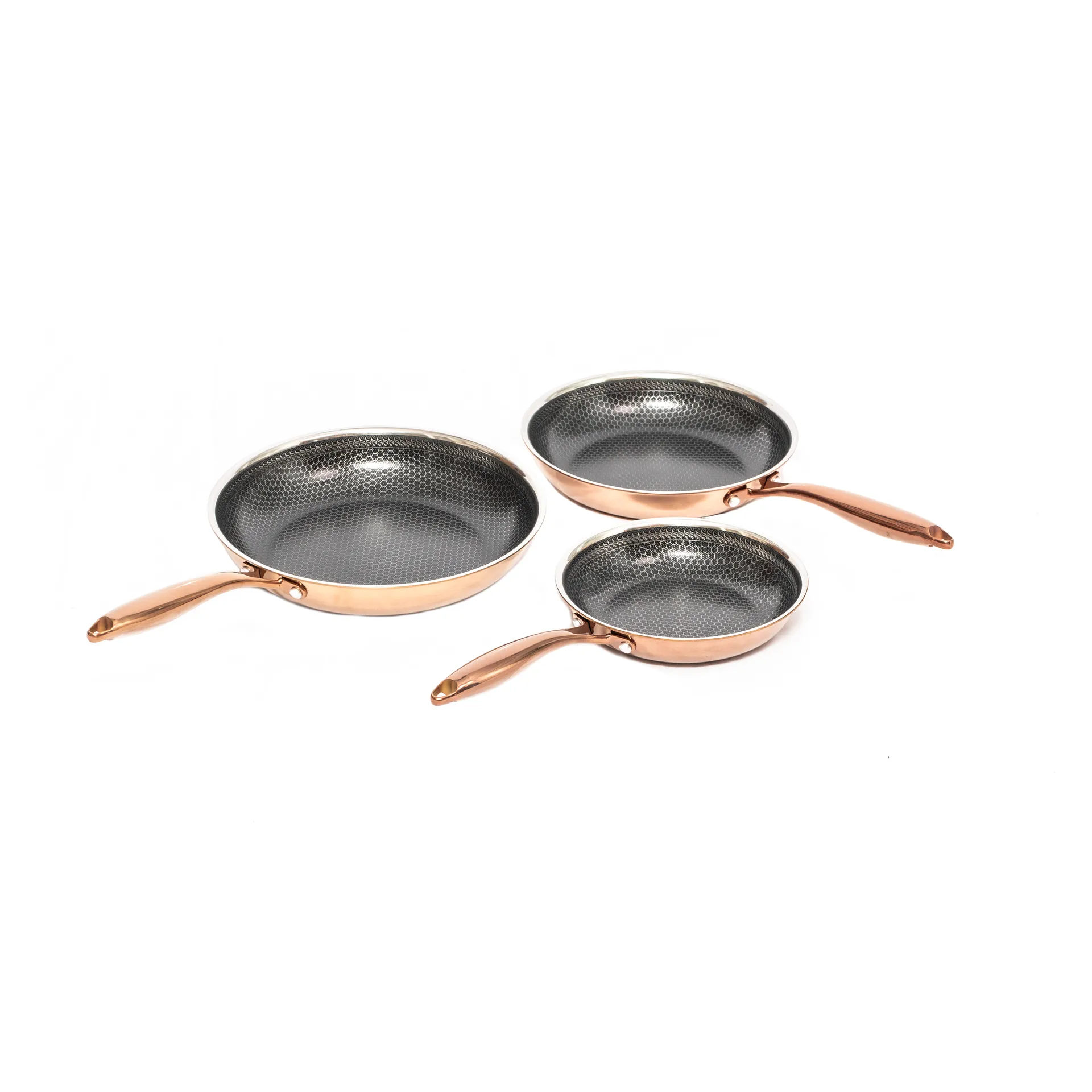 Set de sartenes con recubrimiento hybrid coating Hâws Santo, 3 piezas, Oro rosado Hâws