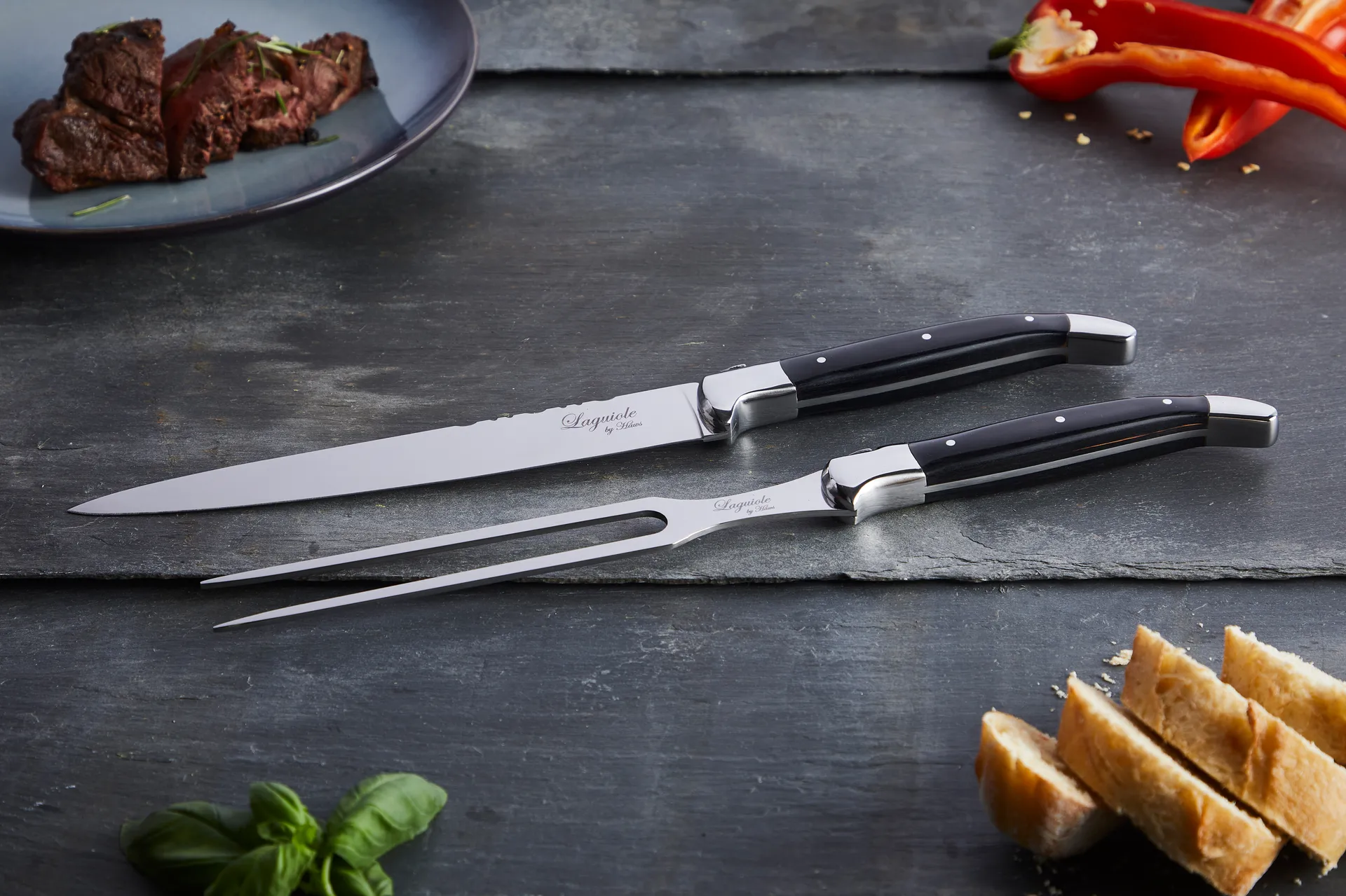 Set de trinchar Laguiole By Hâws, 2 piezas, Madera negra Hâws