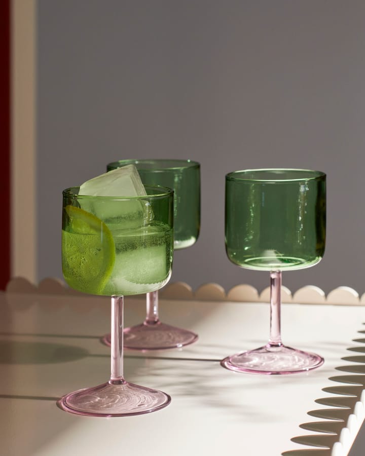 2 Copas de vino Tint 25 cl, Verde-rosa HAY