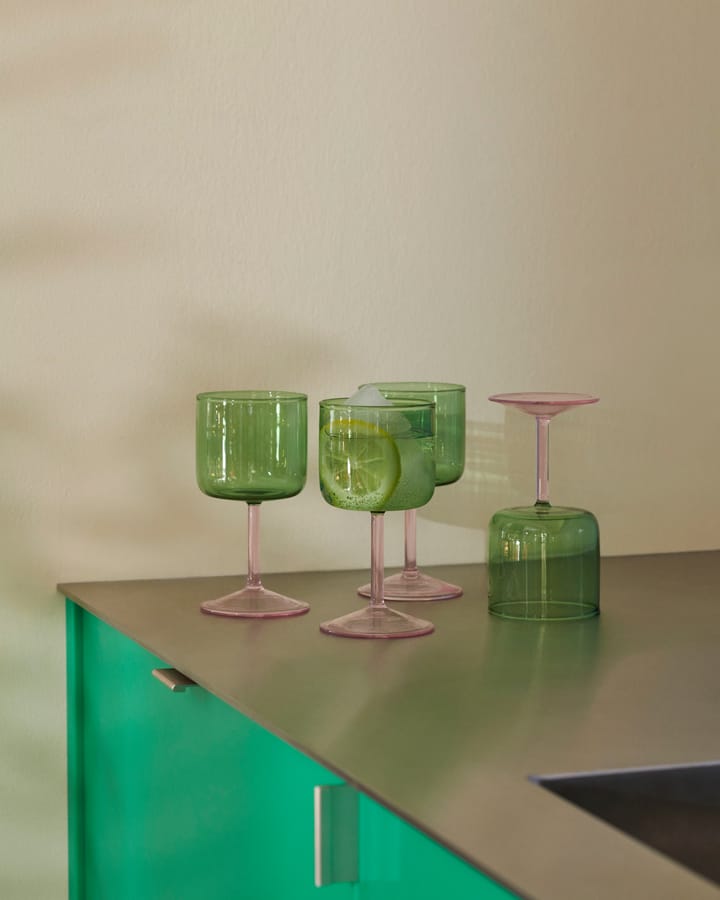 2 Copas de vino Tint 25 cl, Verde-rosa HAY