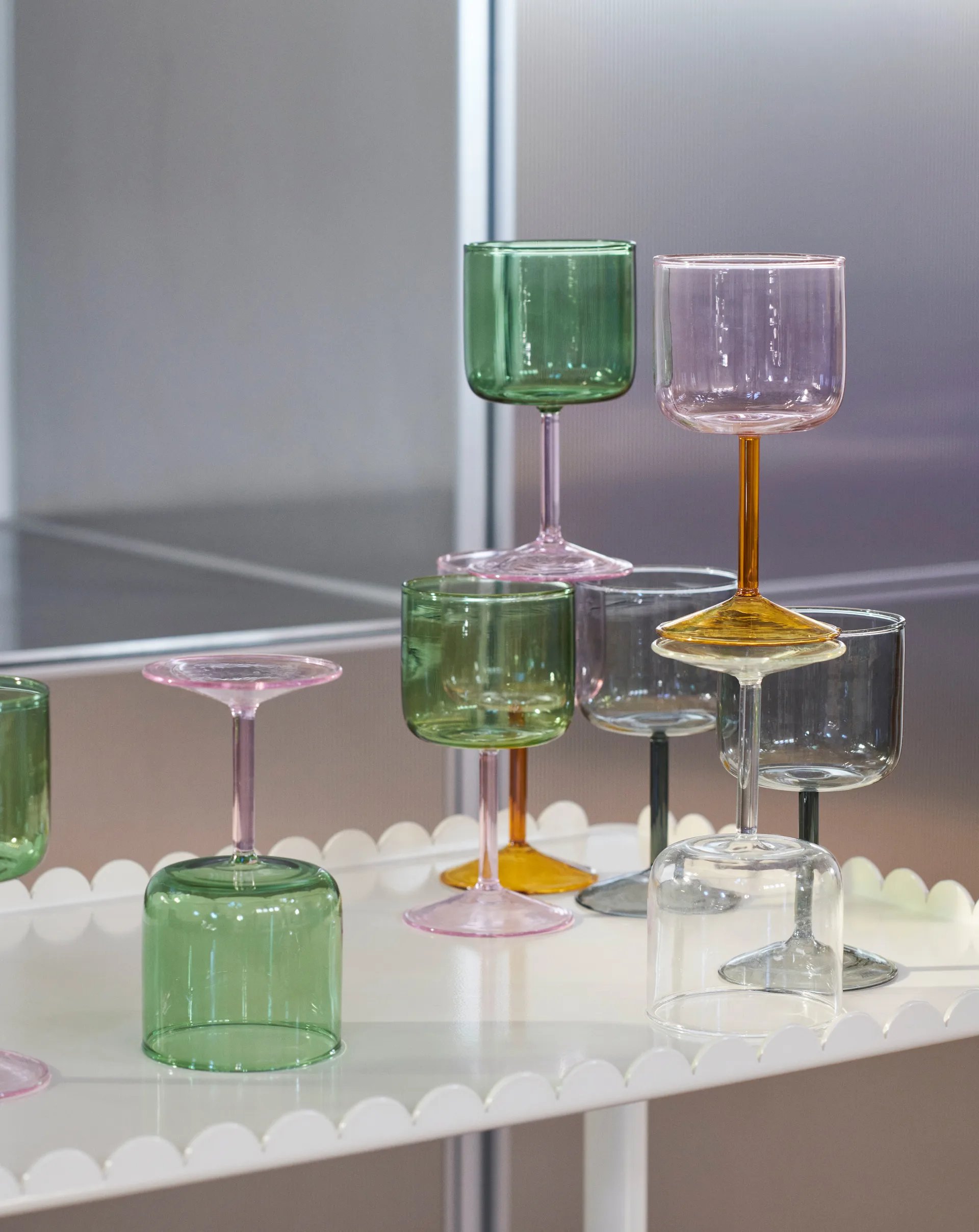 2 Copas de vino Tint 25 cl, Verde-rosa HAY