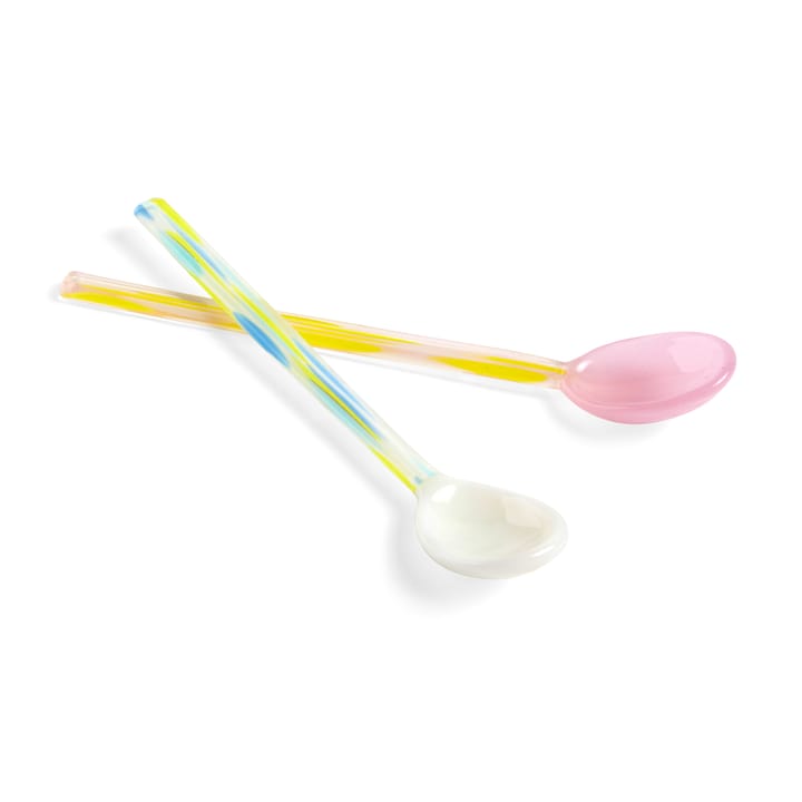 2 Cucharas de vidrio Flat - Light pink-white - HAY