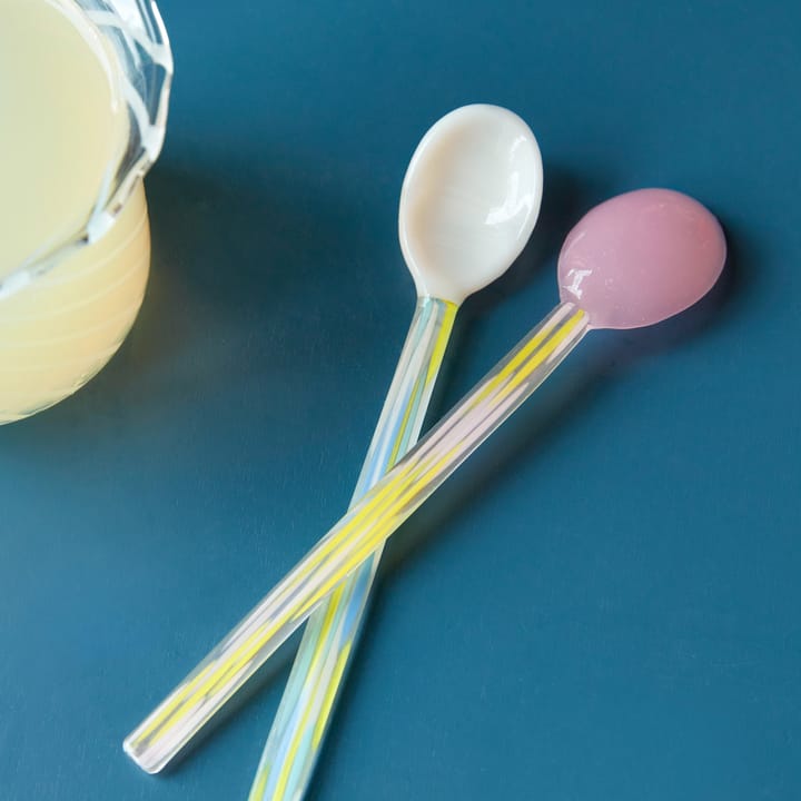 2 Cucharas de vidrio Flat, Light pink-white HAY