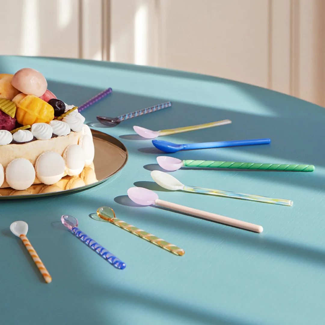 2 Cucharas de vidrio Flat, Light pink-white HAY