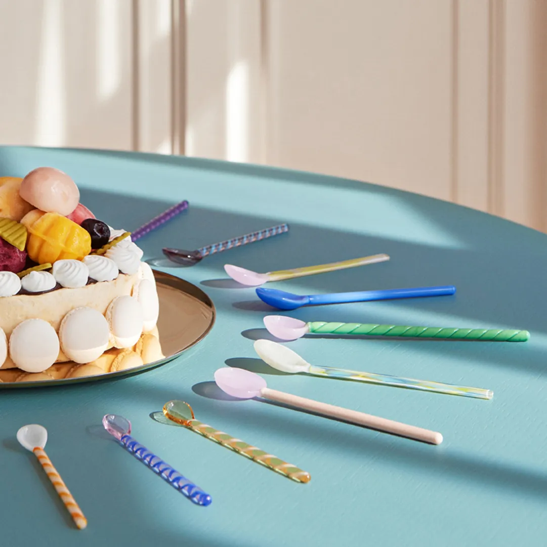 2 Cucharas de vidrio Mono, Sky blue-green HAY