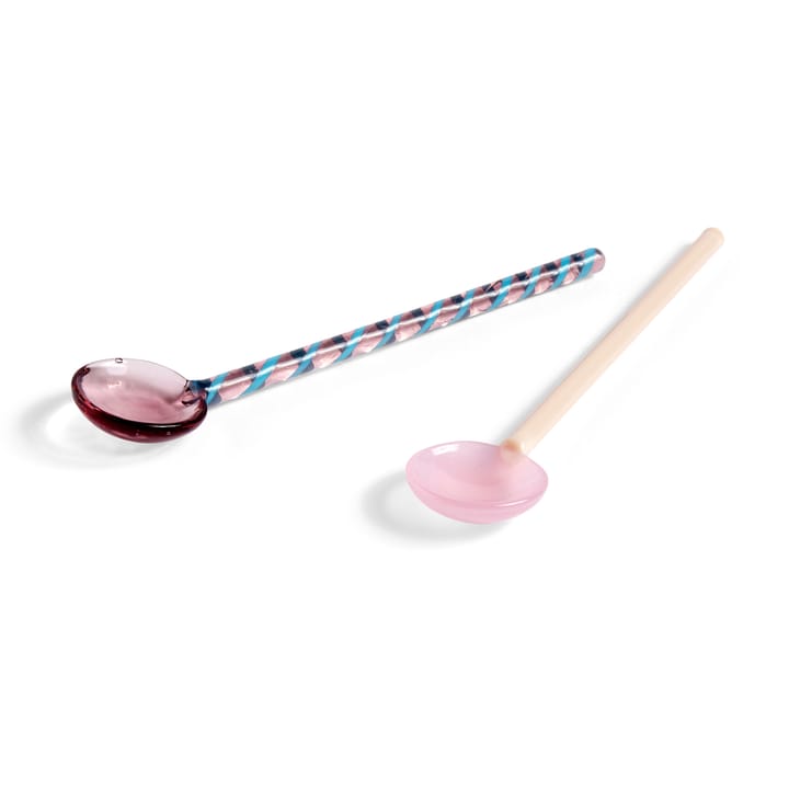 2 Cucharas de vidrio Round - Aubergine-light pink - HAY