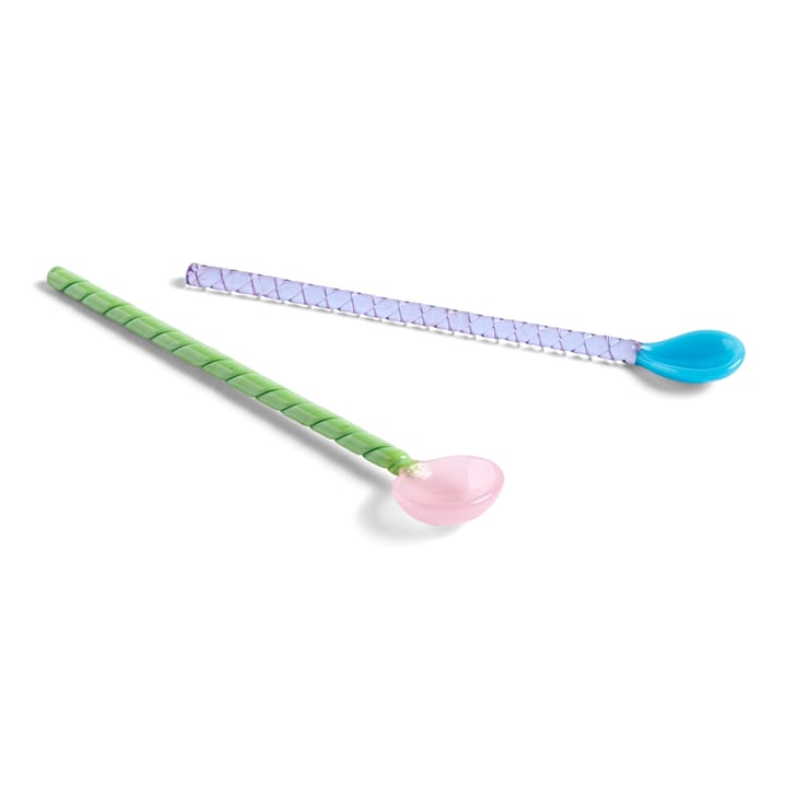 2 Cucharas de vidrio Twist - Turquoise-light pink - HAY