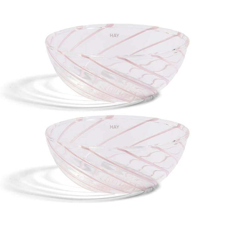 2 Cuencos Spin Ø8,5 cm - transparente-raya en rosa - HAY
