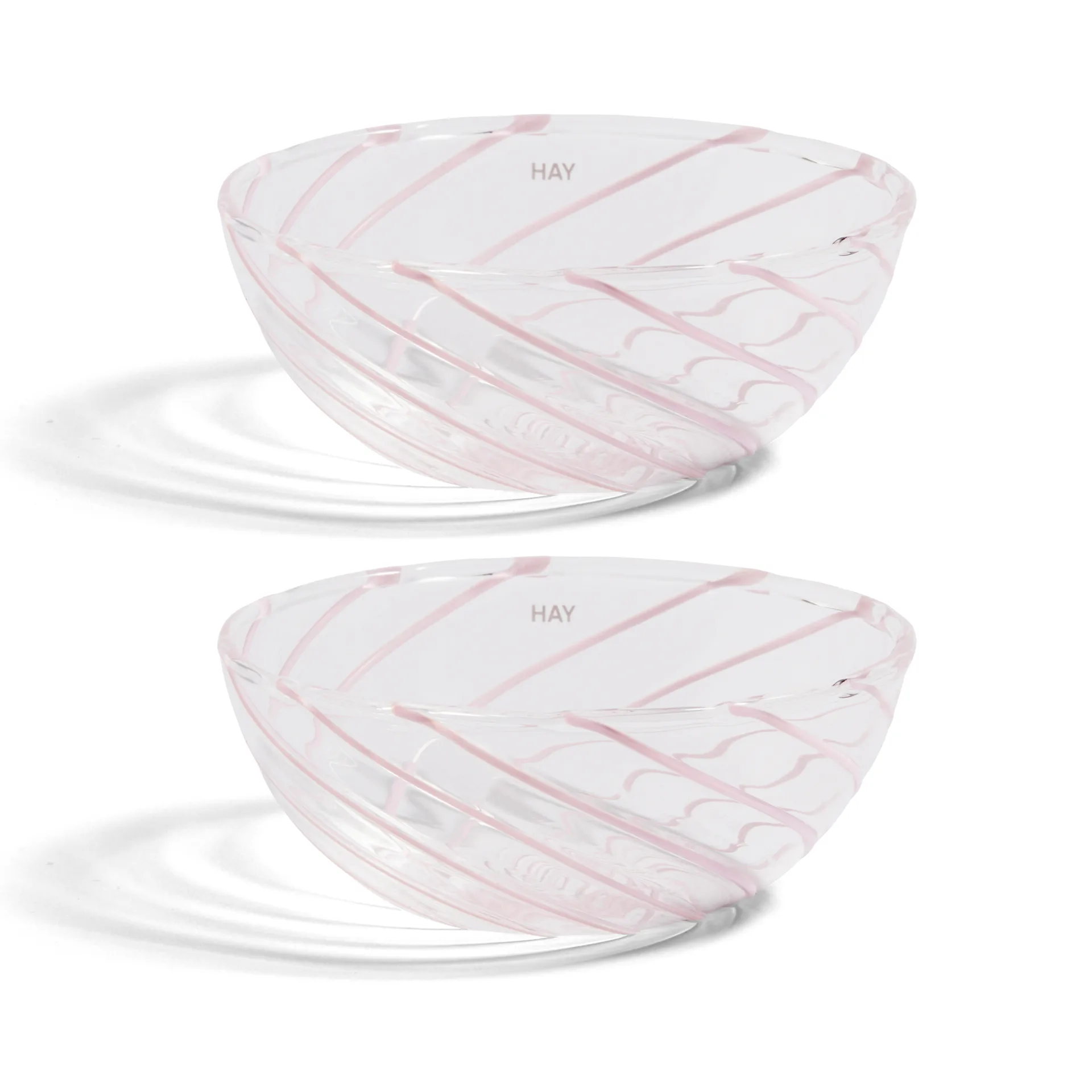 2 Cuencos Spin Ø8,5 cm, transparente-raya en rosa HAY