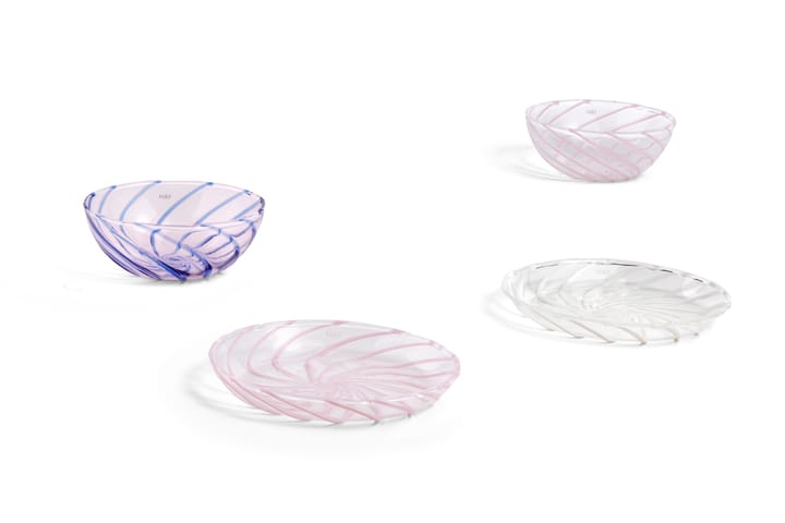 2 Cuencos Spin Ø8,5 cm, transparente-raya en rosa HAY