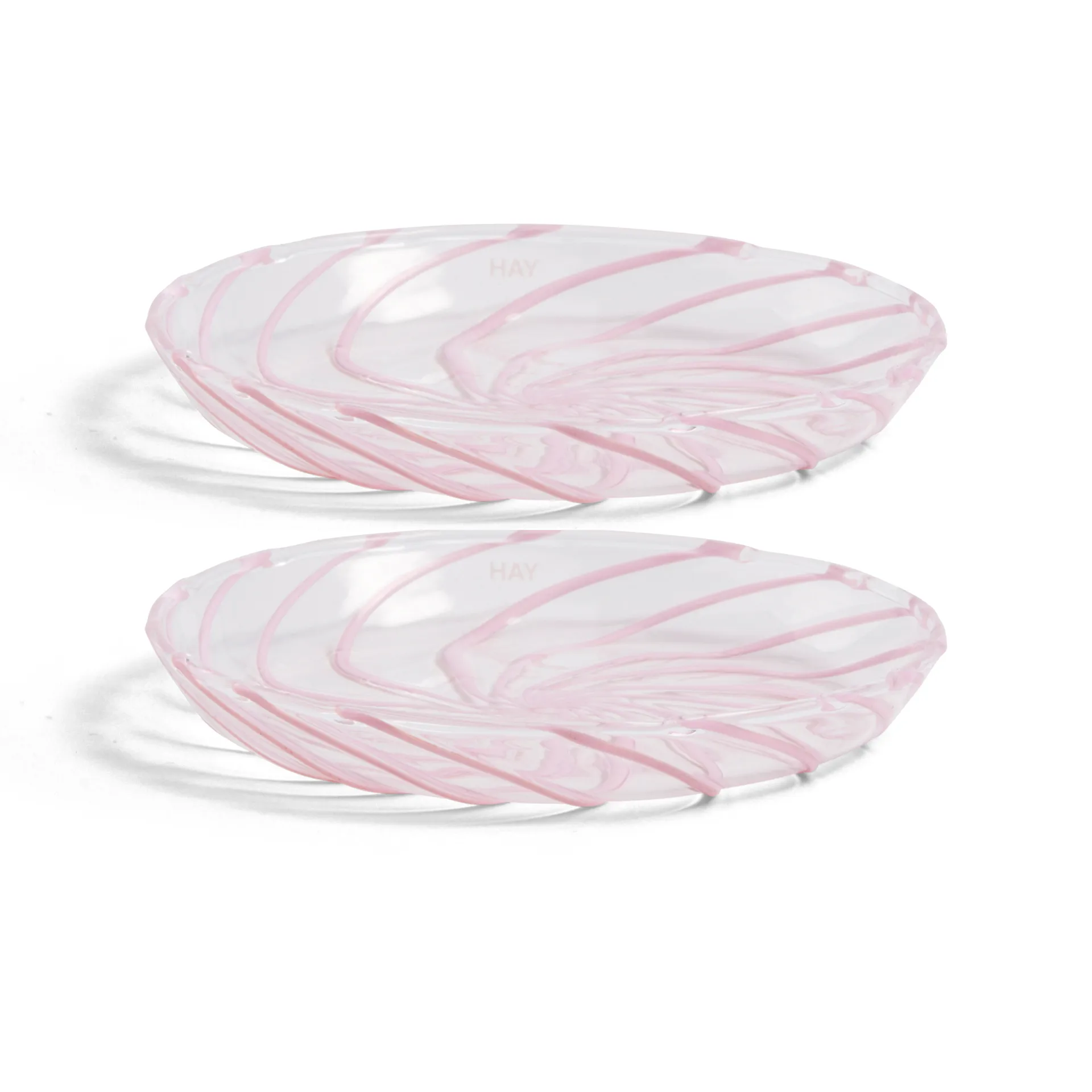 2 Platos Spin Ø11 cm, transparente-raya en rosa HAY