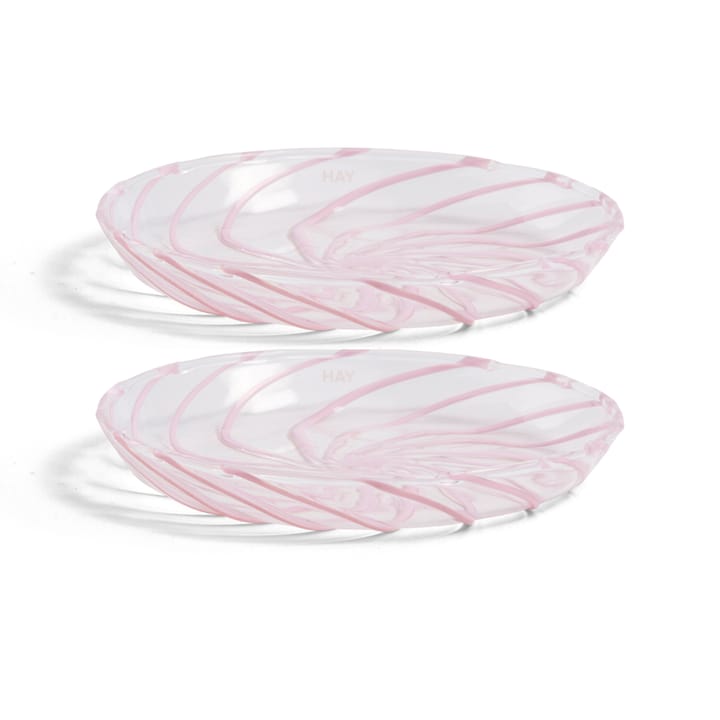 2 Platos Spin Ø11 cm - transparente-raya en rosa - HAY