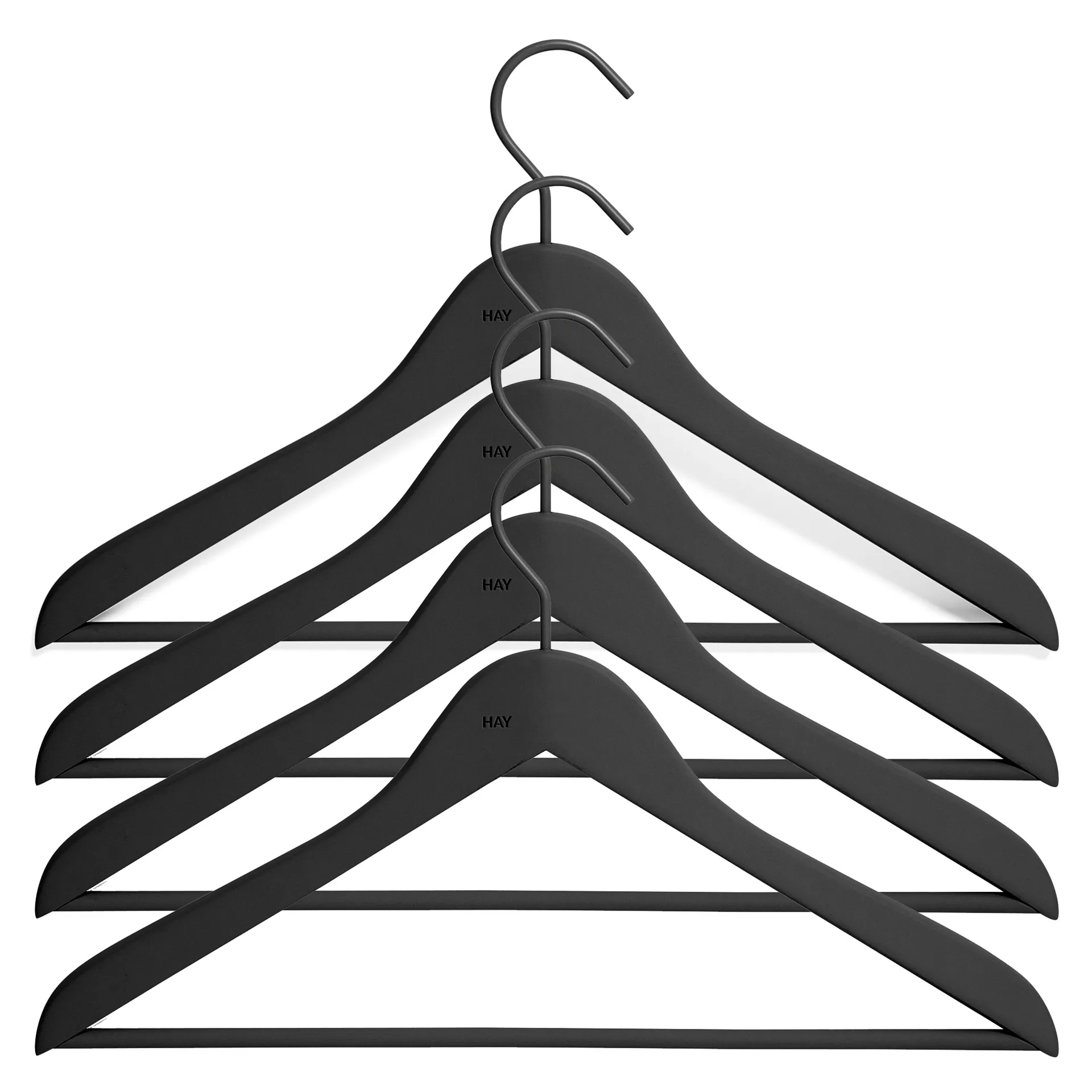 4 Perchas con barra HAY slim, negro HAY