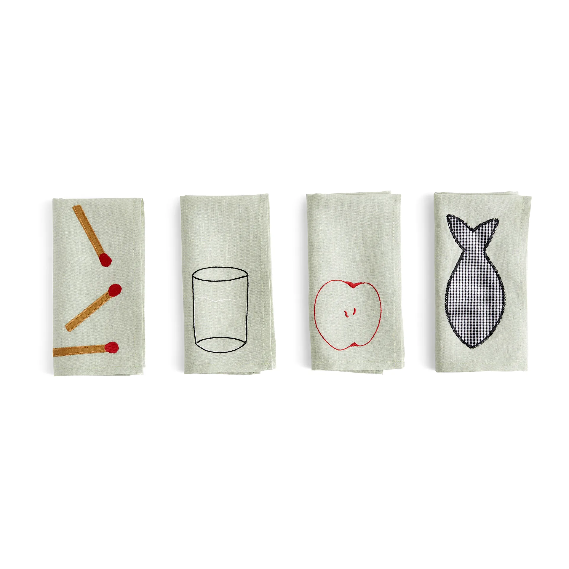 4 Servilletas de lino Sobremesa45x45 cm, Green HAY