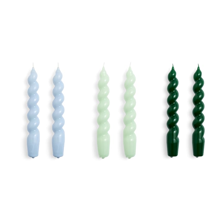 6 Velas Candle Spiral - Light blue-mint-green - HAY