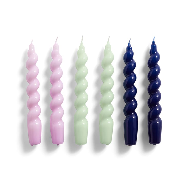 6 Velas Candle Spiral - Lilac-menta-midnight blue - HAY