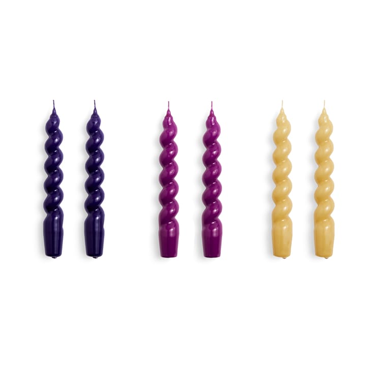 6 Velas Candle Spiral, Purple-fuschia-mustard HAY