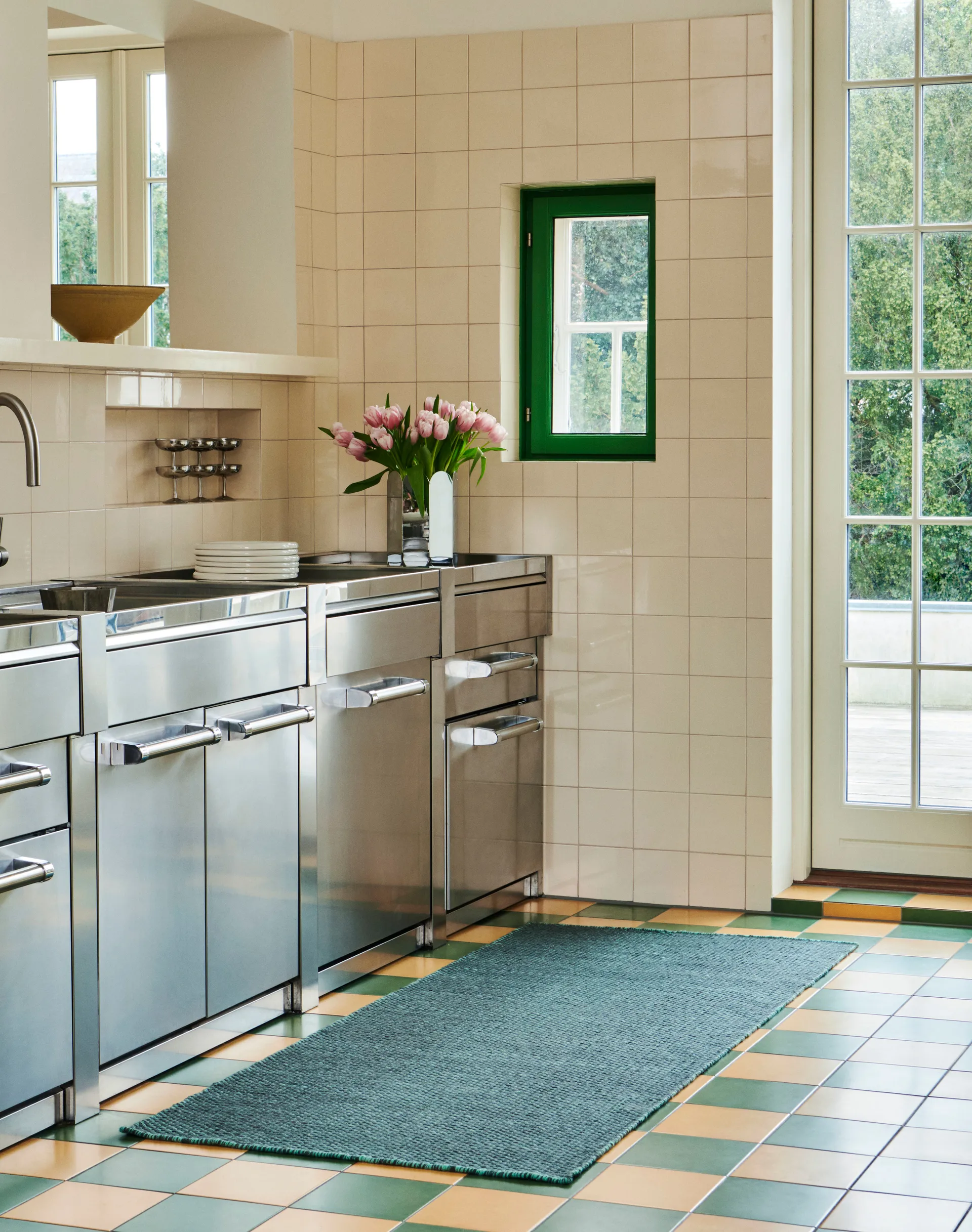 Alfombra kelim Moiré 80x200 cm, Emerald green HAY