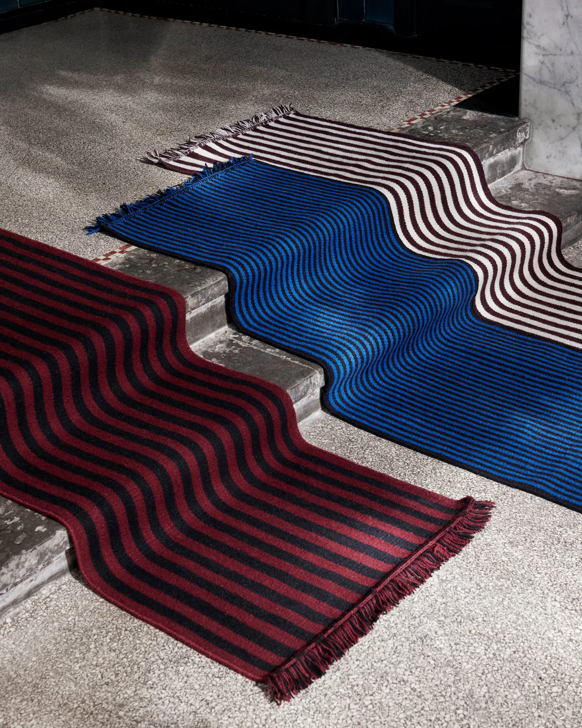 Alfombra Stripes and Stripes 60x200 cm, Blue HAY
