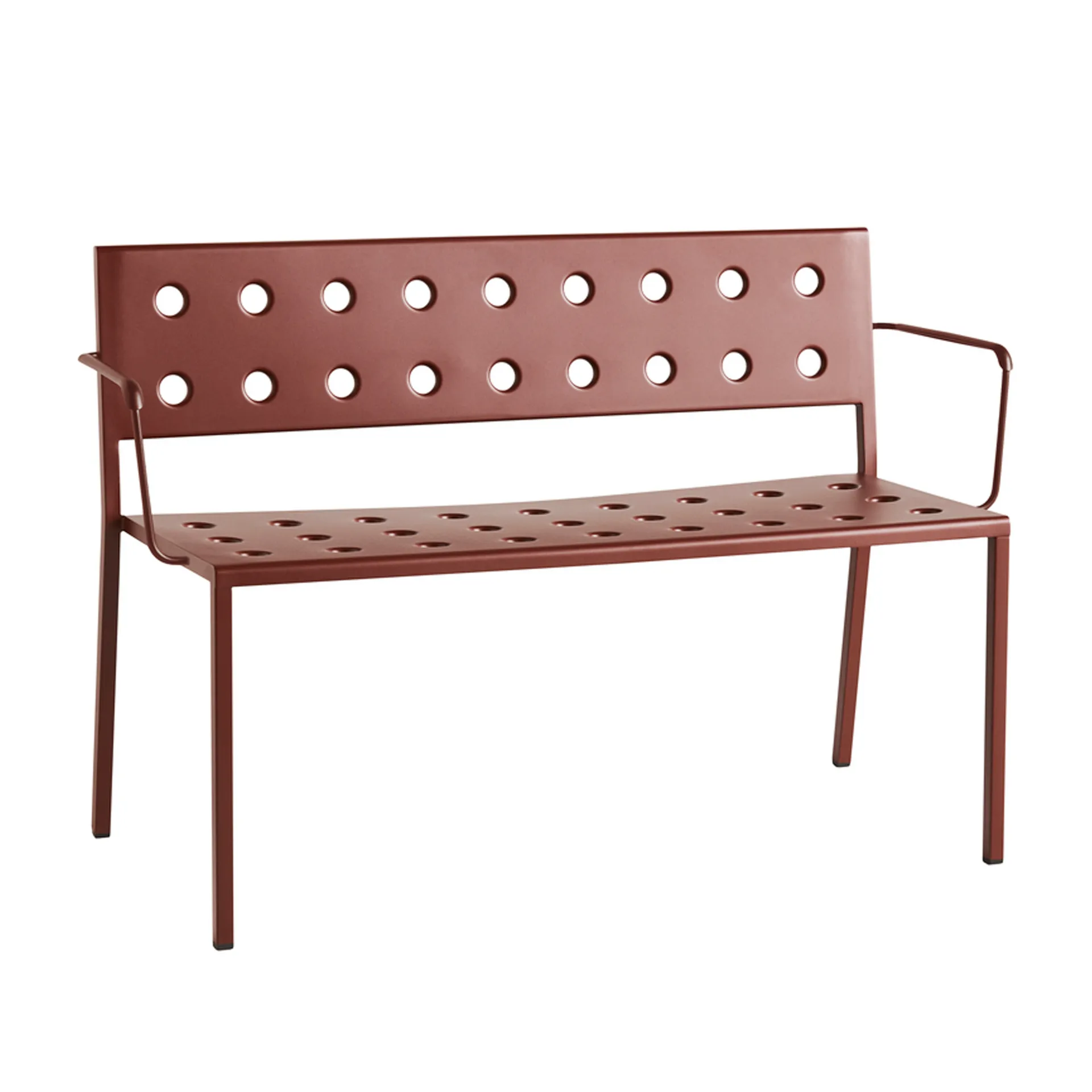 Banco Balcony Dining con reposabrazos 121x52 cm, Rojo hierro HAY