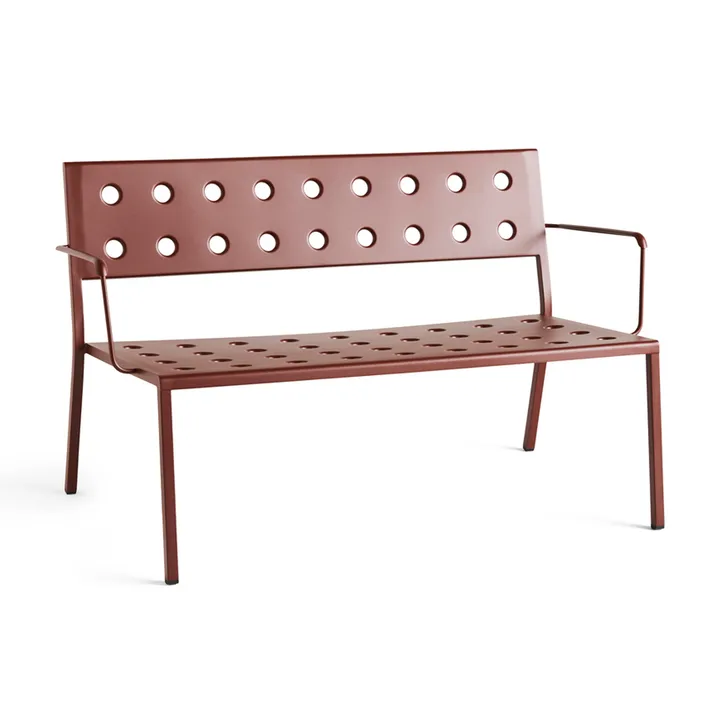 Banco Balcony Lounge con reposabrazos 121,5×69 cm - Rojo hierro - HAY