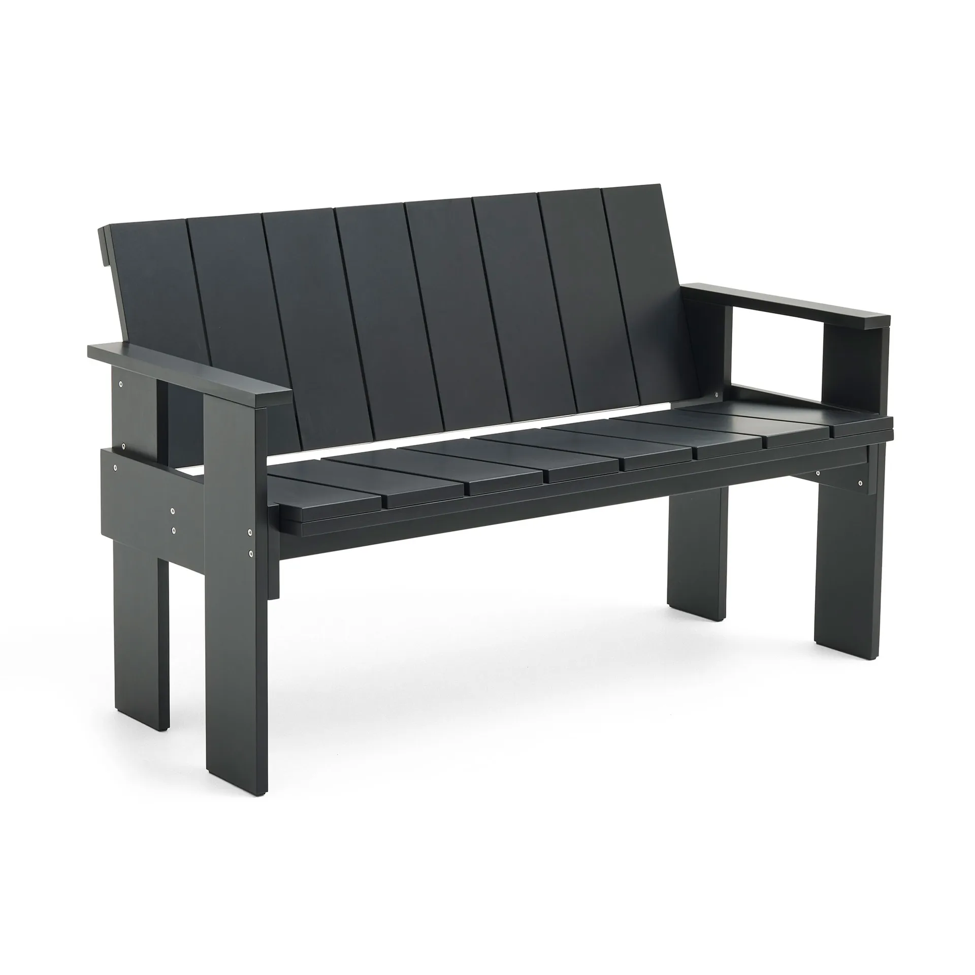 Banco Crate Dining Bench de pino lacado, Negro HAY