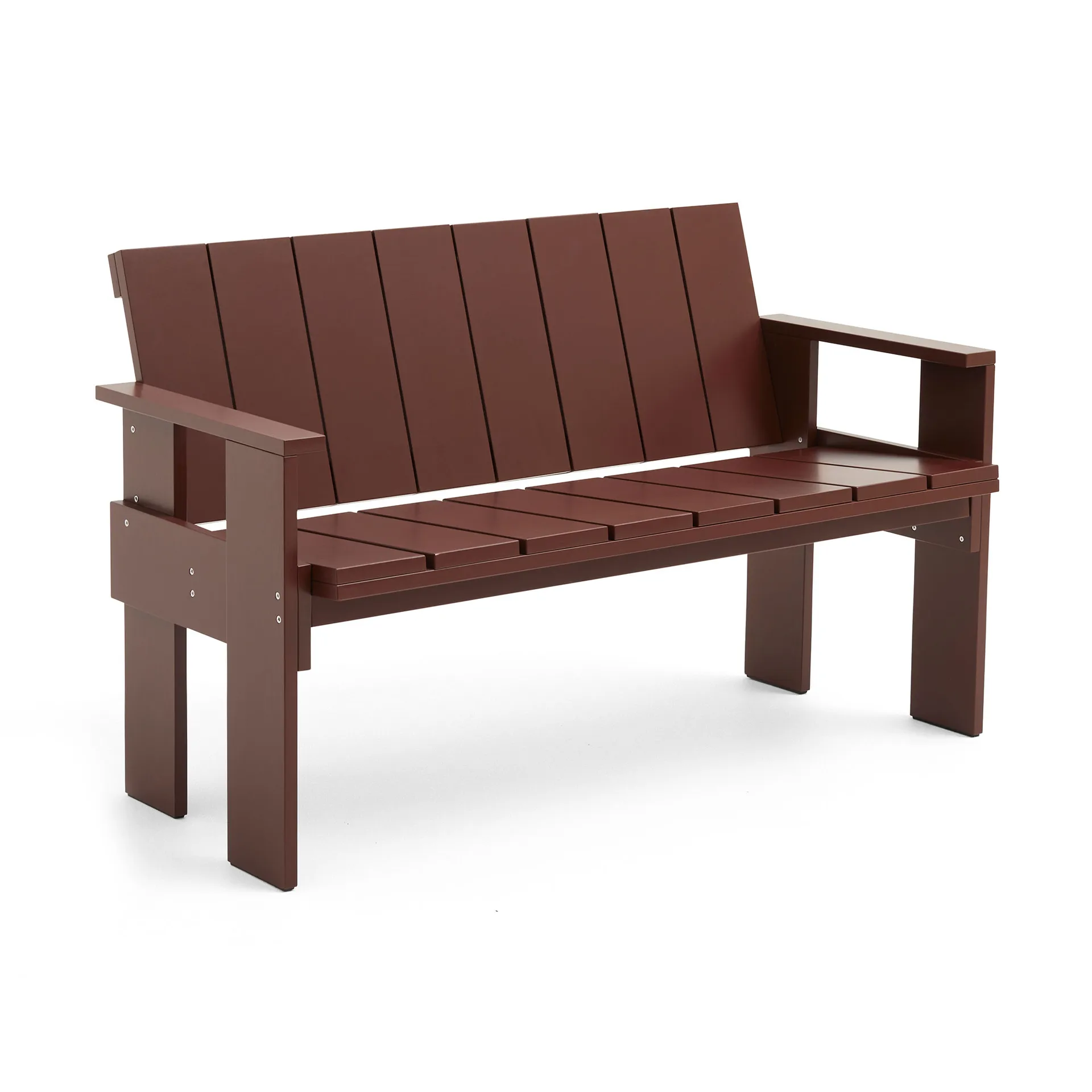 Banco Crate Dining Bench de pino lacado, Rojo hierro HAY
