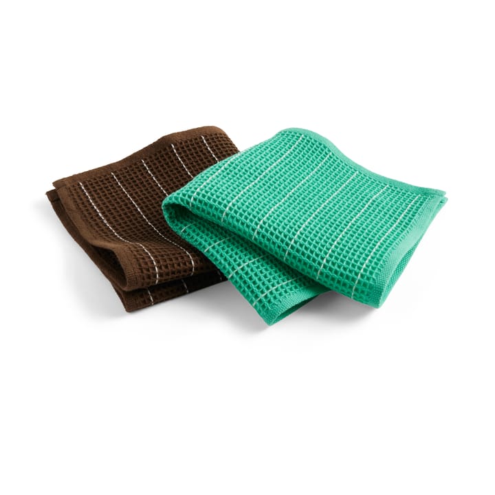 Bayeta de cocina Canteen 31x31 cm 2 unidades - Chocolate pinstripe-Emerald pinstripe​ - HAY