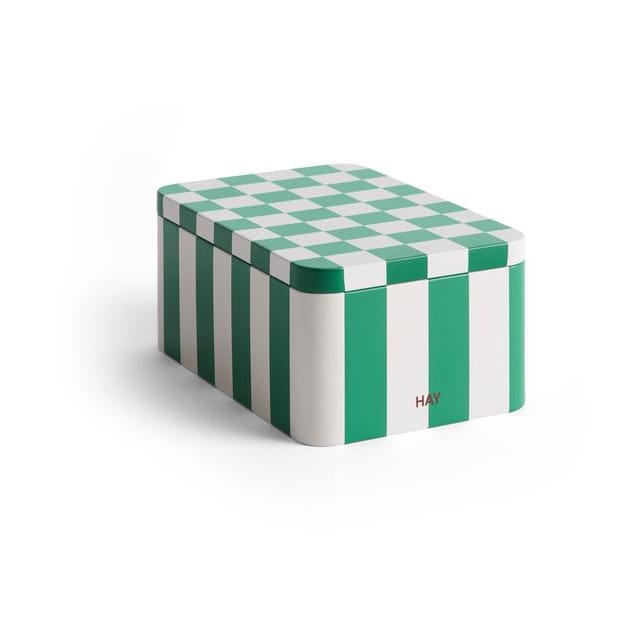 Bote Tin Container small - Green-off white - HAY