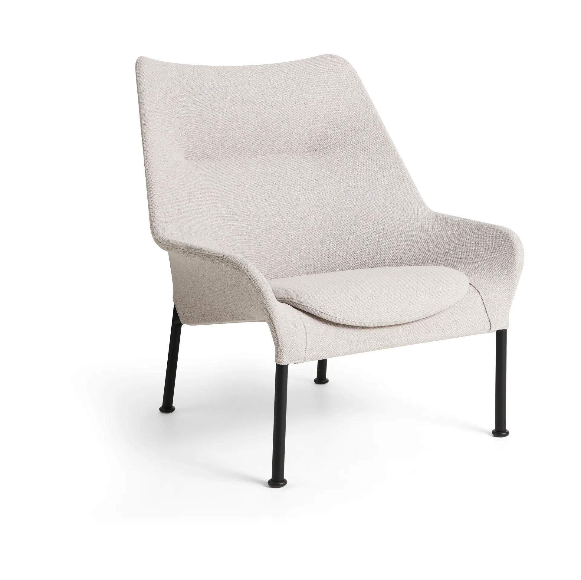 Butaca Lounge O2 Lounge Chair, Soft light grey-acero lacado negro HAY