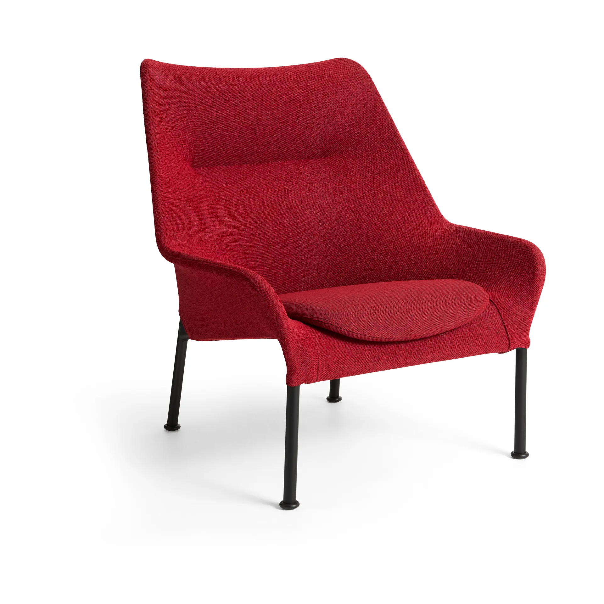 Butaca Lounge O2 Lounge Chair, Soft red-acero lacado negro HAY