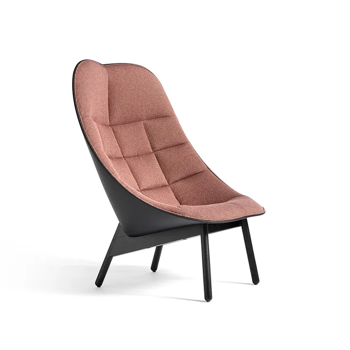 Butaca lounge Uchiwa Quilt - 12 clementine-roble negro-cuero negro - HAY