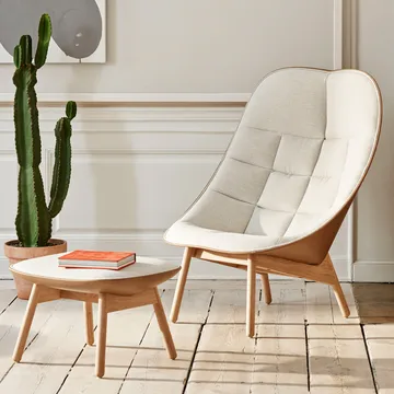 Butaca lounge Uchiwa Quilt - Magnesio-roble-trasera lola warm grey - HAY