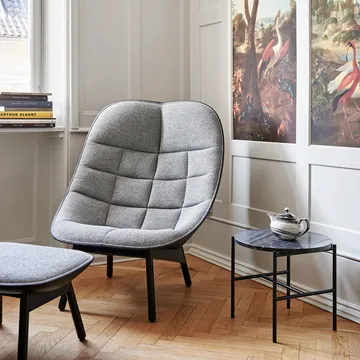 Butaca lounge Uchiwa Quilt - Magnesio-roble-trasera lola warm grey - HAY