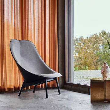 Butaca Uchiwa - Black/white-roble negro-piel negra - HAY