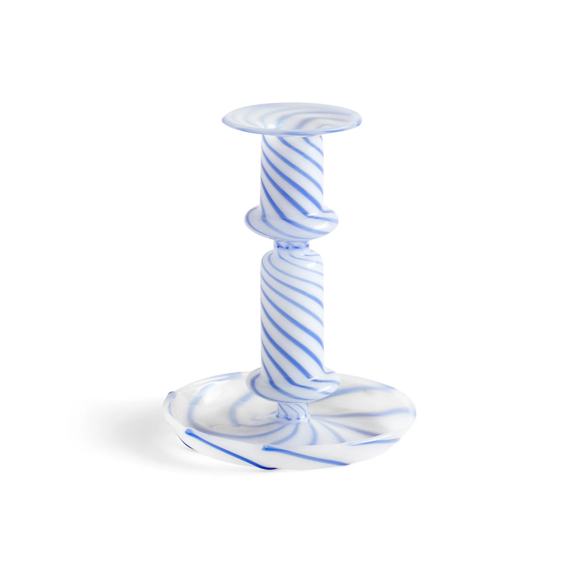 Candelabro Flare Stripe mediano, azul-blanco HAY
