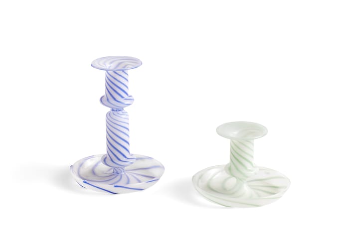 Candelabro Flare Stripe mediano, azul-blanco HAY