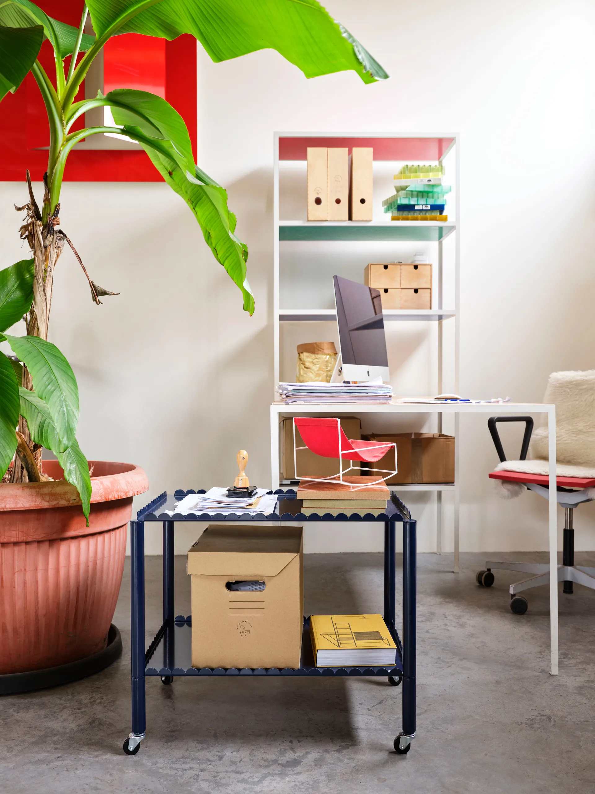 Carrito Arcs Trolley Low, Steel blue HAY