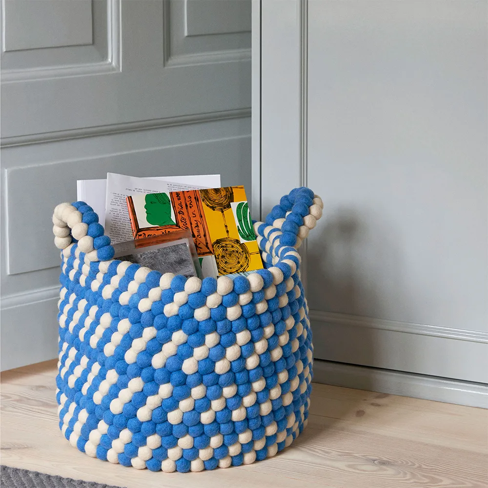 Cesta con asa Bead, Blue dash, large HAY