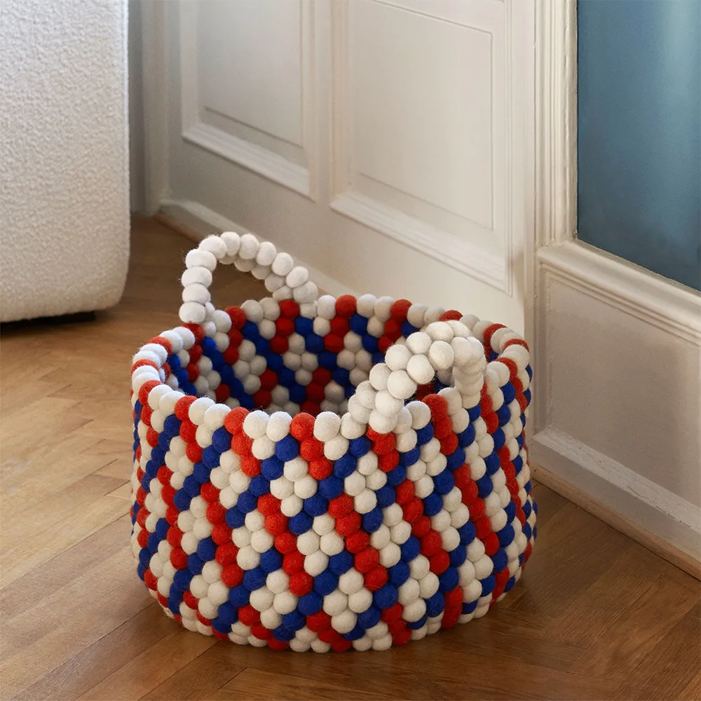 Cesta con asa Bead, Blue dash, large HAY