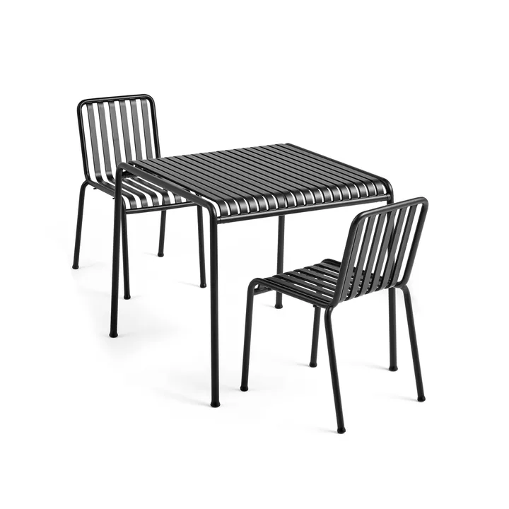 Conjunto de comedor Palissade 2 sillas 82,5x90 cm, anthracite - HAY