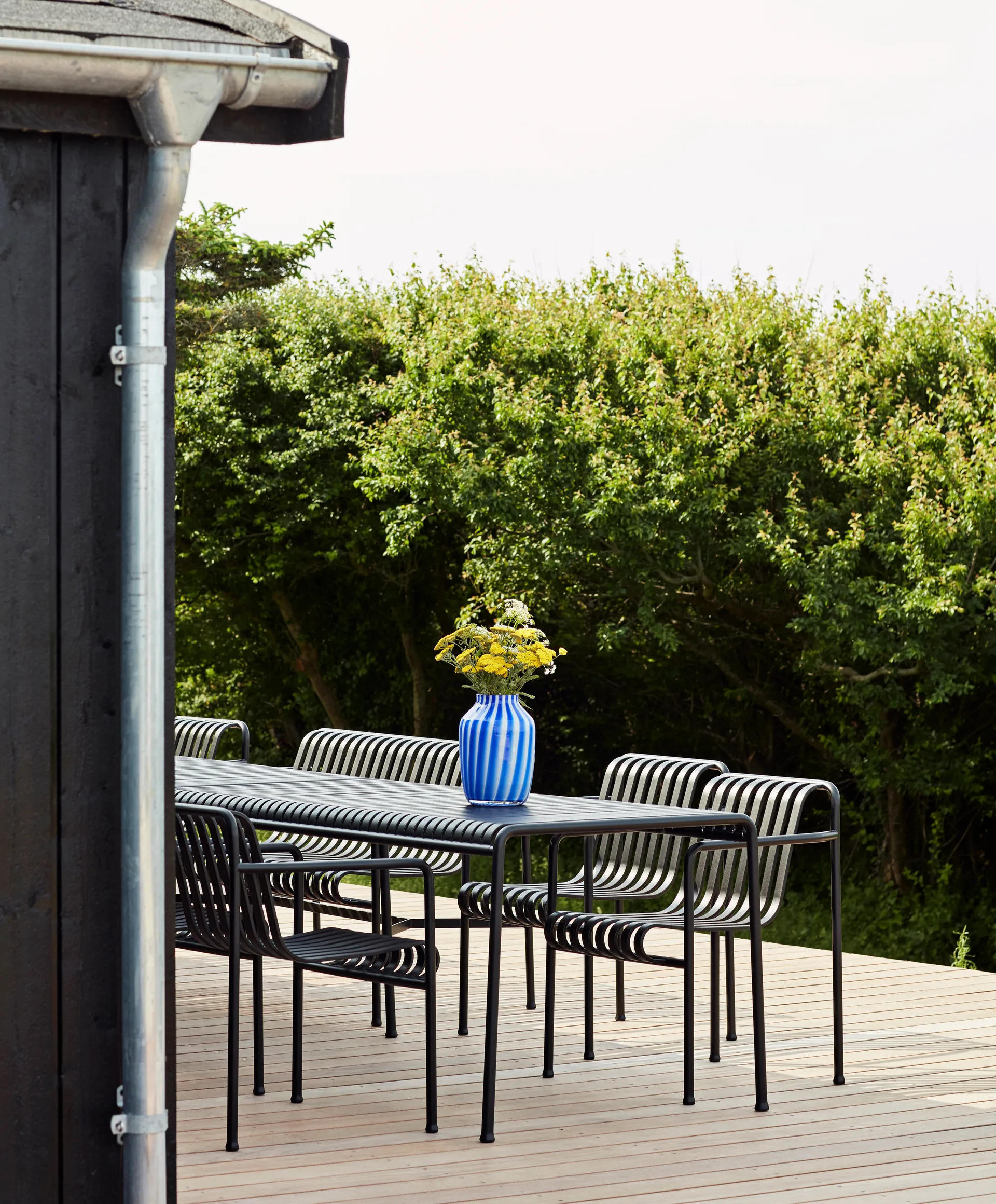 Conjunto de comedor Palissade 2 sillas + banco 170x90 cm - Anthracite,  HAY
