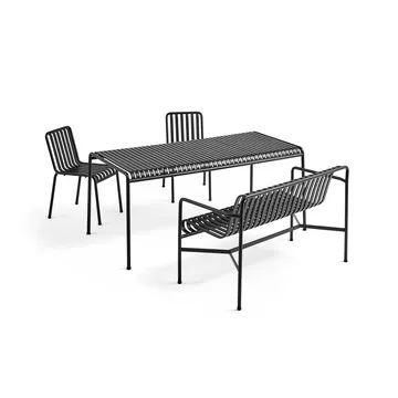Conjunto de comedor Palissade 2 sillas + banco 170x90 cm - Anthracite - HAY