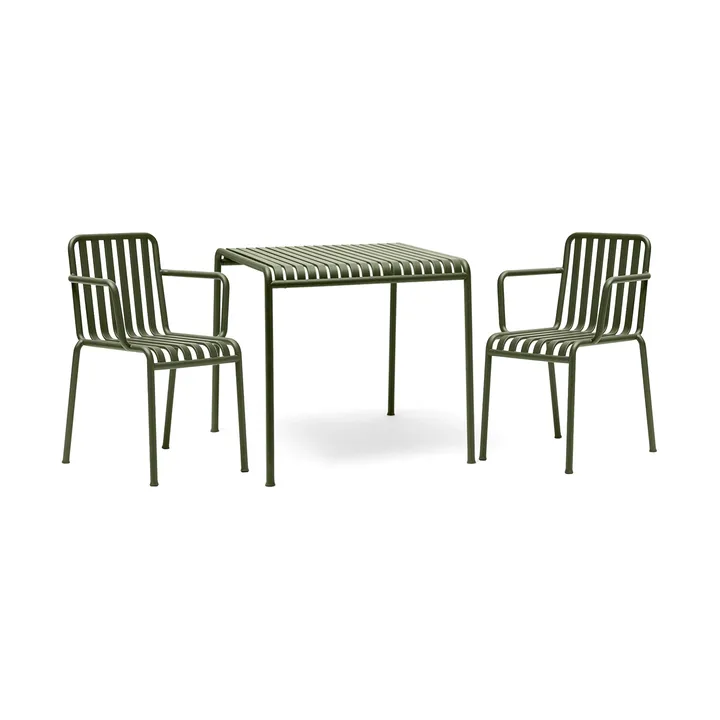 Conjunto de comedor Palissade 2 sillas con reposabrazos 82,5x90 cm, olive - HAY
