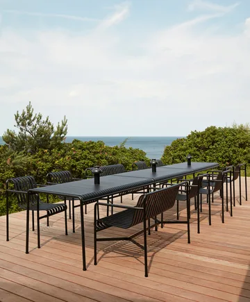 Conjunto de comedor Palissade 2 sillas con reposabrazos Dining + banco 170x90 cm, anthracite - HAY