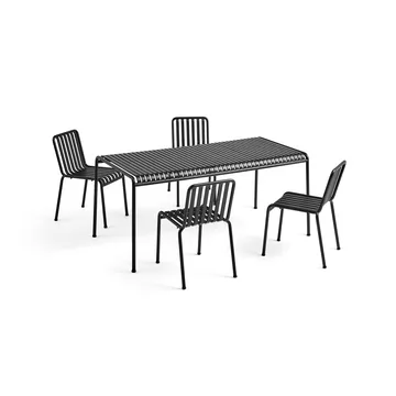 Conjunto de comedor Palissade 4 sillas 170x90 cm - Anthracite - HAY