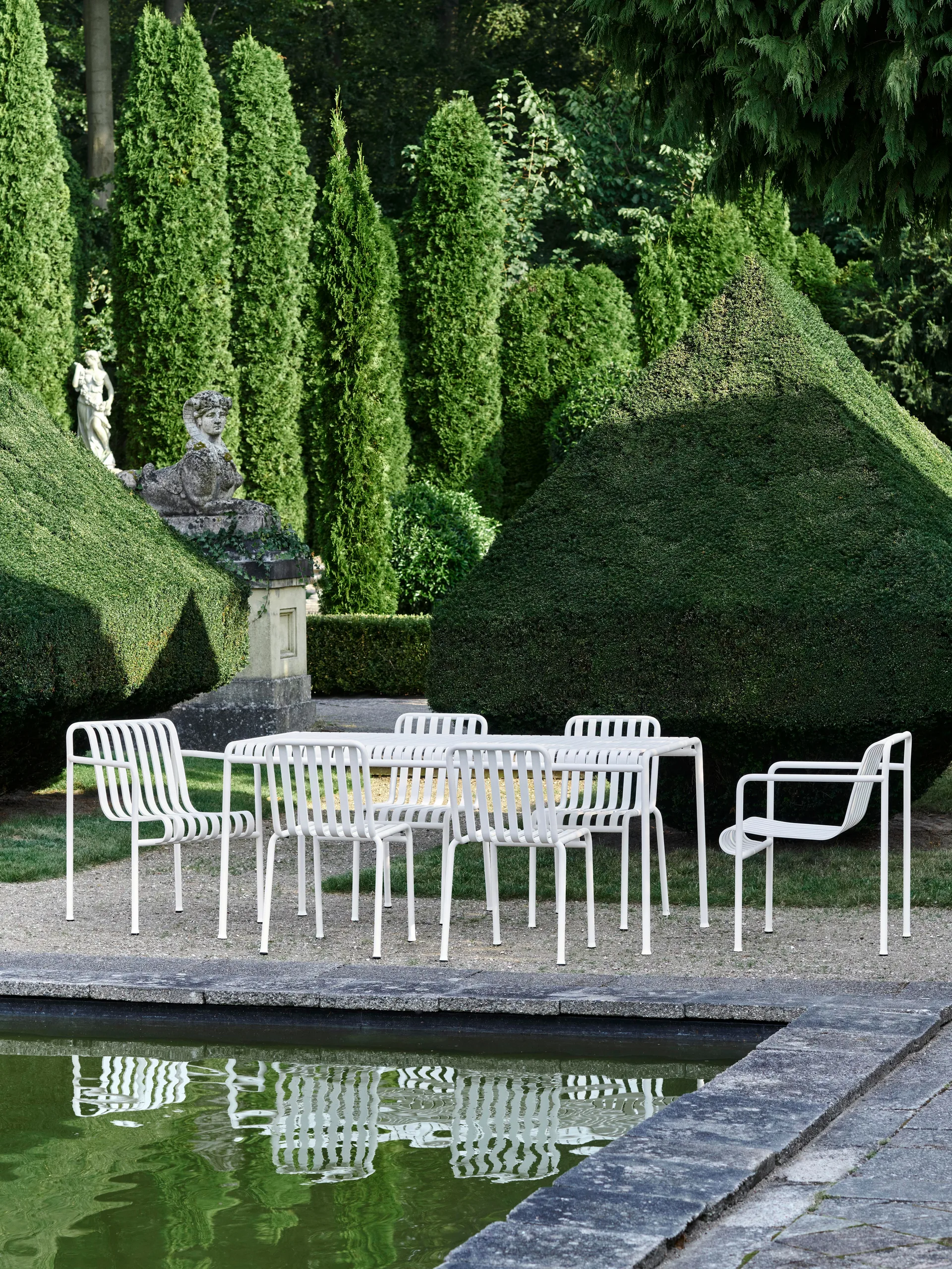 Conjunto de comedor Palissade 4 sillas 170x90 cm, cream white,  HAY