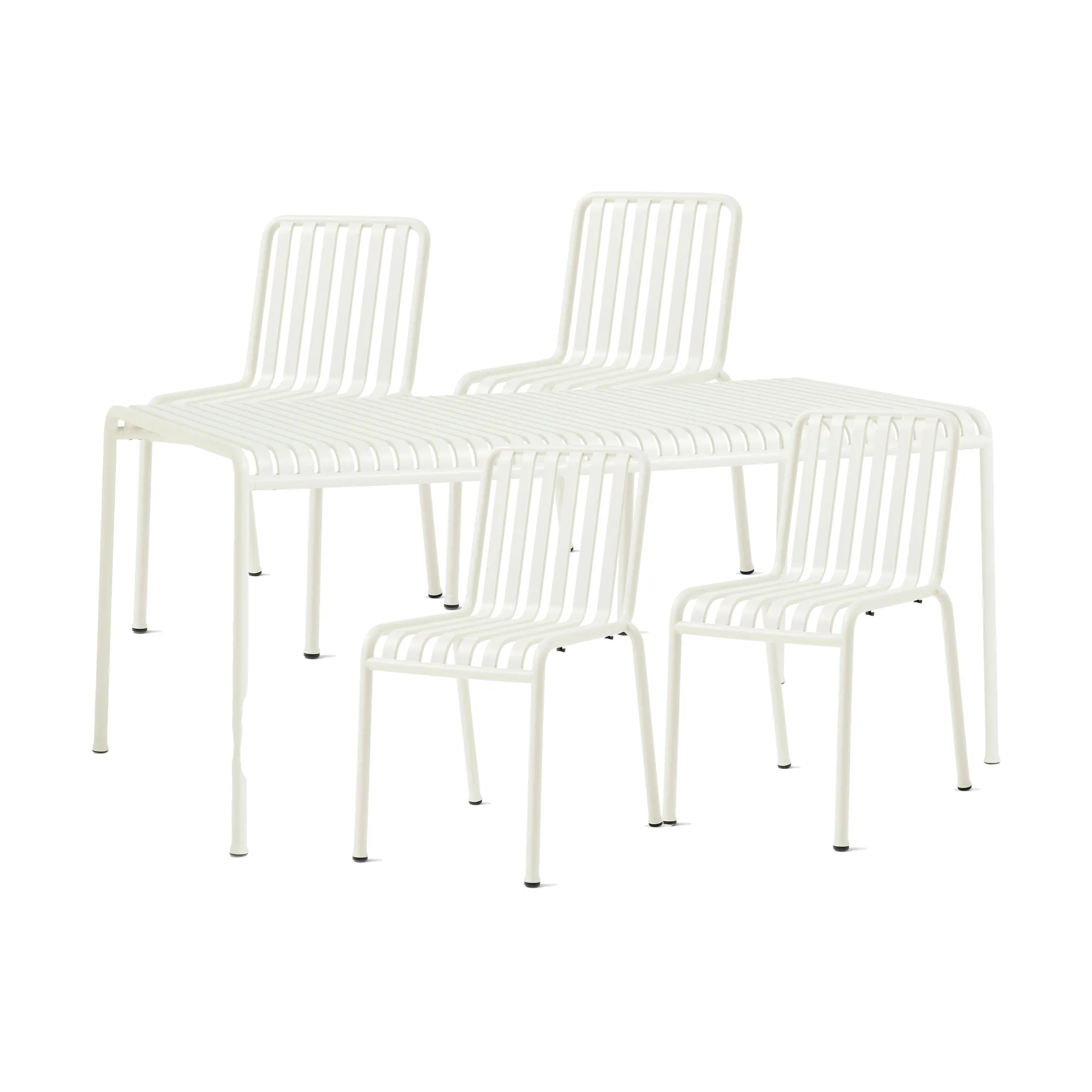 Conjunto de comedor Palissade 4 sillas 170x90 cm, cream white HAY